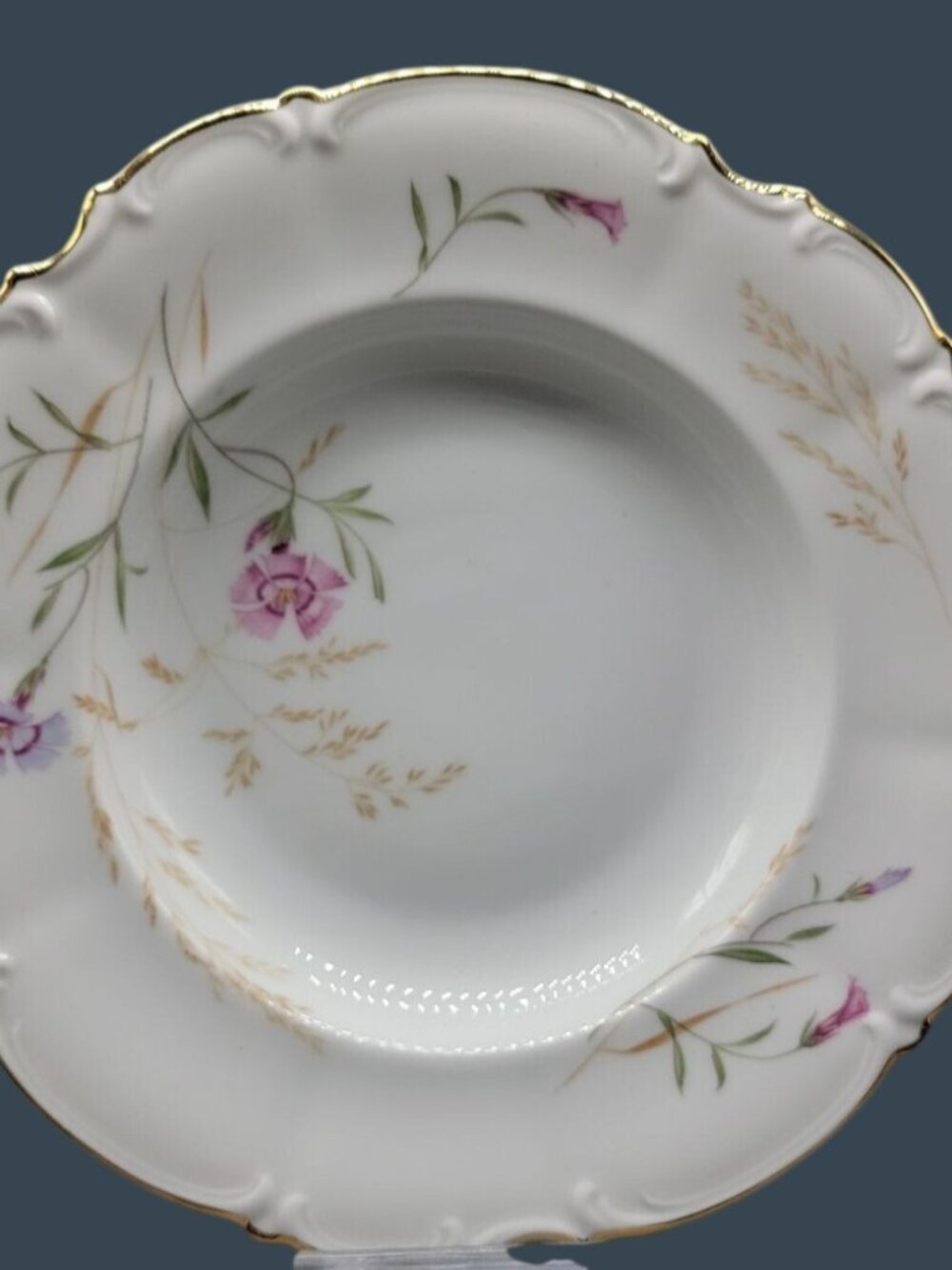 Hutschenreuther Gelb Pasco Soup Bowl 8.25" Sylvia 8941 Pink Blue Flower Wheat